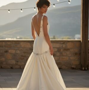 NWOT Lili Isaac Mermaid Gown In White - Size 12